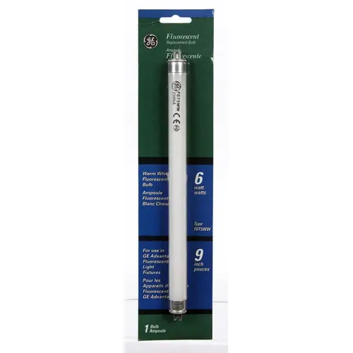 GE 81471 Fluorescent Bulb 6 W T5 9" L Warm White Linear 3000 K Frosted