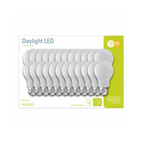 GE Lighting 93130362 LED Daylight Light Bulbs, A19 Shape, Medium Base, 760 Lumens, 10 Watts - pack of 24