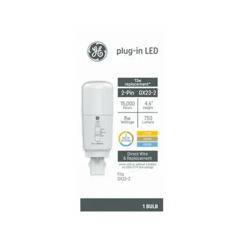 GE Lighting 93131927 LED Linear CFL Retrofit Light Bulb, T12 Shape, GX23-2 Base, 8 Watts, 7 In.