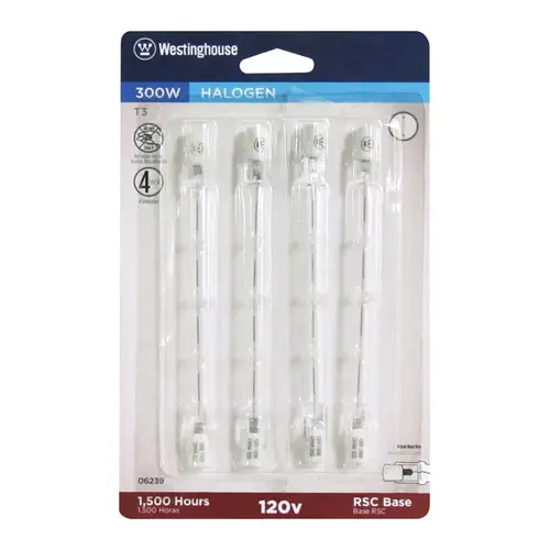 Westinghouse 0623913 Halogen Bulb 300 W T3 Double-Ended 5,000 lm White Clear