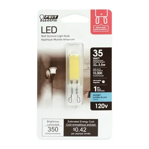 Feit Electric BP35G9/850/LED LED Bulb T4 G9 Daylight 35 Watt Equivalence Clear