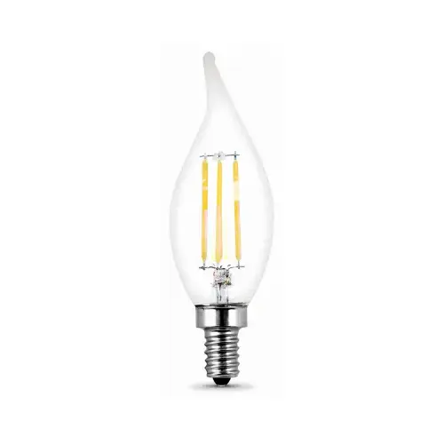 Feit Electric BPCFC40927CAFIL/4/RP LED Bulb, Decorative, Flame Tip Lamp, 40 W Equivalent, E12 Lamp Base, Dimmable, Clear - pack of 4