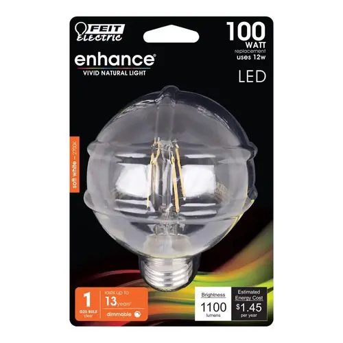 Feit Electric BPG25100927CAFI Filament LED Bulb G25 E26 (Medium) Soft White 100 W