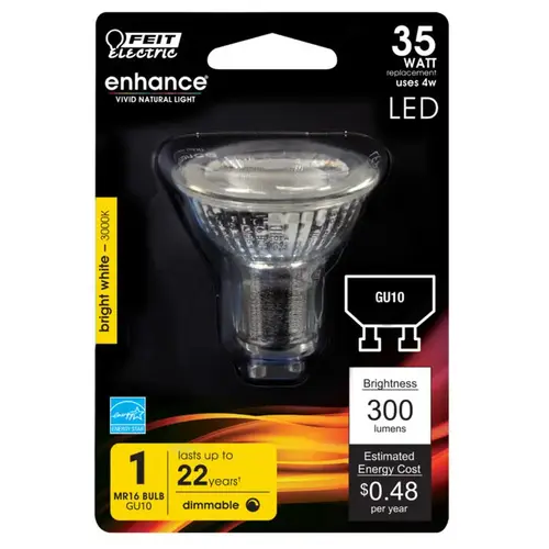 Feit Electric BPMR16GU10930CA LED Bulb Enhance MR16 GU10 Bright White 35 Watt Equivalence White
