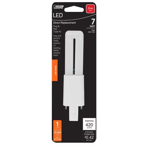Feit Electric BPPL7827LEG2HDR LED Tube Light PL G23 Soft White 7 Watt Equivalence