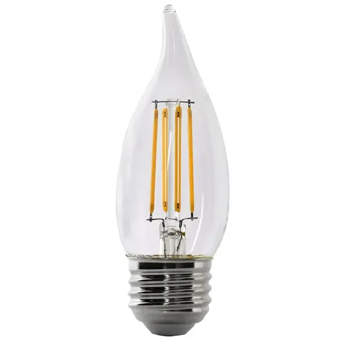Feit Electric EFC60950CAFL2RP LED Bulb, Decorative, Flame Tip Lamp, 60 W Equivalent, E26 Lamp Base, Dimmable, Clear Pair
