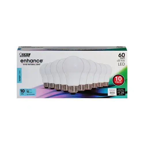 Feit Electric OM60/950CA10K10 LED Bulb Enhance A19 E26 (Medium) Daylight 60 Watt Equivalence Daylight