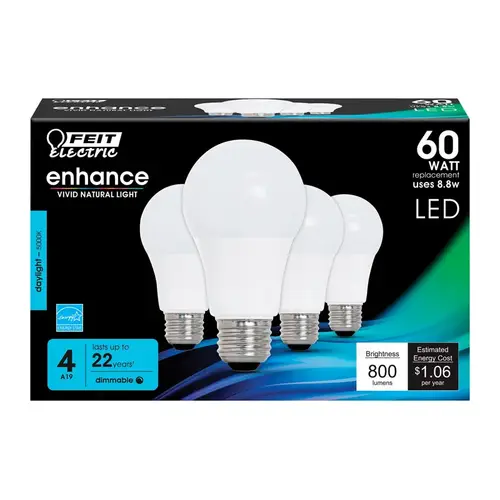 Feit Electric OM60DM/950CA/4 LED Bulb A19 E26 (Medium) Daylight 60 W Frosted