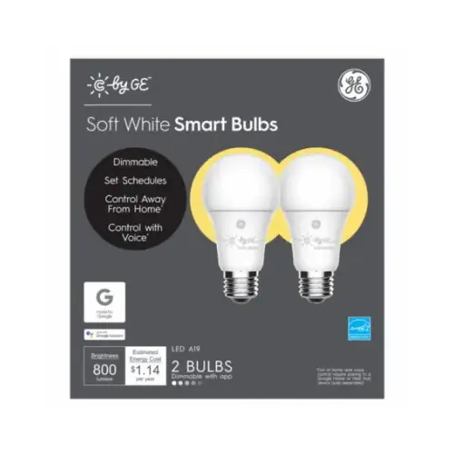 GE 93096312 LED Smart Bulb A19 E26 (Medium) Soft White 60 W Frosted Pair