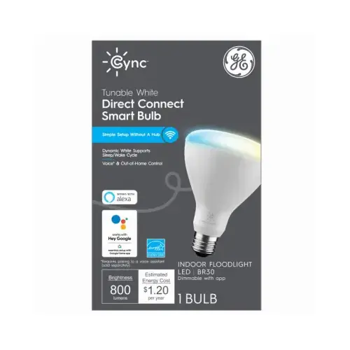 GE Lighting 93128977 Cync Smart Indoor Floodlight LED Bulb, Soft White to Daylight, Dimmable, R30, 11-Watts