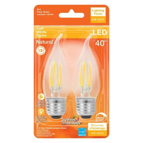 Sylvania 3005215 LED Bulb Natural B10 E26 (Medium) Soft White 40 W Clear Pair