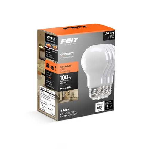 Feit A100/927FIL/4GB LED Bulb A19 E26 (Medium) Soft White 100 Watt Equivalence Soft White
