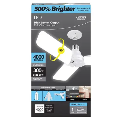 Feit Electric ADJ4000/5K/LED LED HID Bulb 40 W ED26 4000 lm Daylight Specialty Frosted