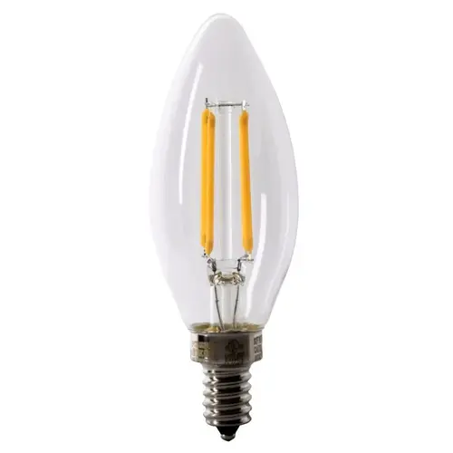 Feit Electric BPCTC40927CA/FIL2/RP 40-Watt Equivalent B10 Candelabra Dimmable Filament CEC Clear Glass Chandelier LED Light Bulb, Soft White - Pair
