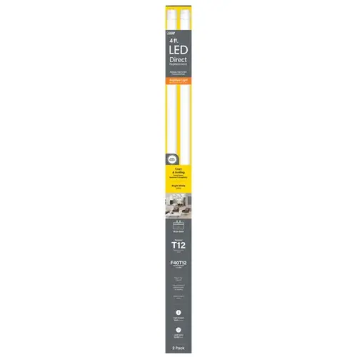 Feit Electric T1248HO830LED2R LED Linear Lamp Linear Plug & Play Bright White 48" Bi-Pin Base T12 40 Watt Equi White