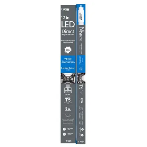 Feit Electric T512/865/LED-XCP6 LED Linear Lamp General Purpose Daylight Deluxe 12" Bi-Pin Linear 8 Watt Equivale White - pack of 6