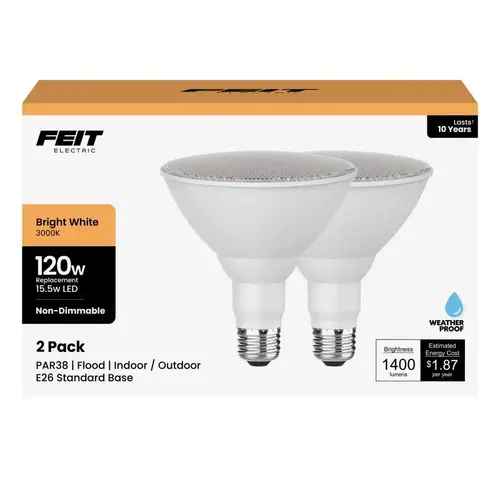 Feit PAR3812083010K2 LED Bulb PAR30SN E26 (Medium) Adjustable White 75 Watt Equivalence White