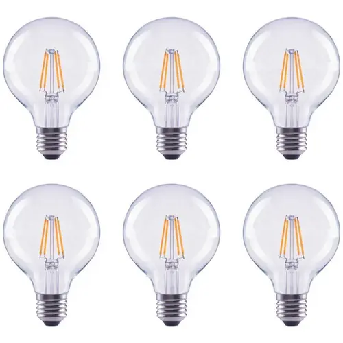 Global Value Lighting FG-03181 40-Watt Equivalent G25 Globe Vanity Clear Glass Vintage Edison Filament Dimmable LED Light Bulb Soft White - pack of 3