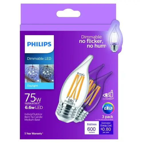 Philips 556514 LED Bulb BA11 E26 (Medium) Daylight 75 Watt Equivalence Clear