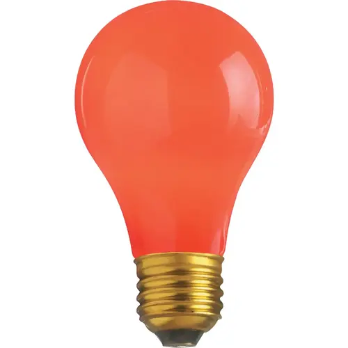 Satco S6090 25W Ceramic Red Medium A19 Incandescent Party Light Bulb