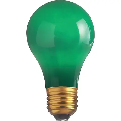 Satco S6091 25W Ceramic Green Medium A19 Incandescent Party Light Bulb