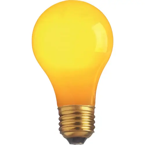 Satco S6093 25W Ceramic Yellow Medium A19 Incandescent Party Light Bulb