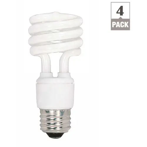 Satco S6235 60-Watt Equivalent T2 Medium Base CFL Light Bulb, Warm White - pack of 4