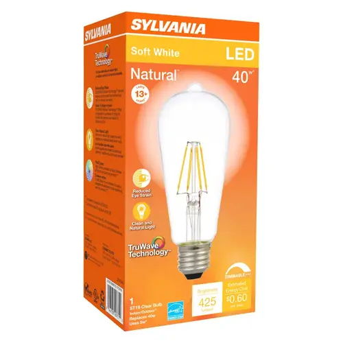 Sylvania 40771 LED Bulb Natural ST19 E26 (Medium) Soft White 40 W Clear