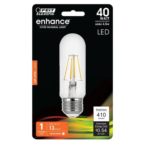 Feit Electric BPT1040927CARP Filament LED Bulb T10 E26 (Medium) Warm White 40 W Clear