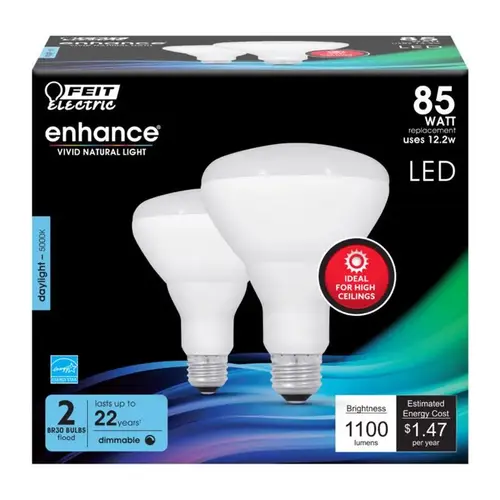 Feit Electric BR30DMHO/950CA2-XCP4 Reflector LED Light Bulb, Flood/Spotlight, BR30 Lamp, 85 W Equivalent, E26 Lamp Base - Pair Frosted - 2 per pack x4 packs