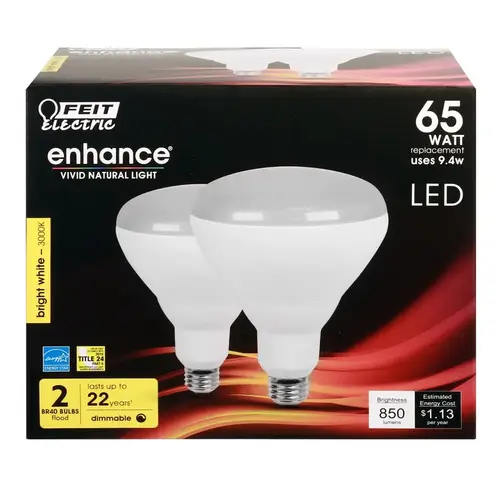 Feit Electric BR40DM/930CA/2 LED Bulb BR40 E26 (Medium) Bright White 65 W Daylight Pair