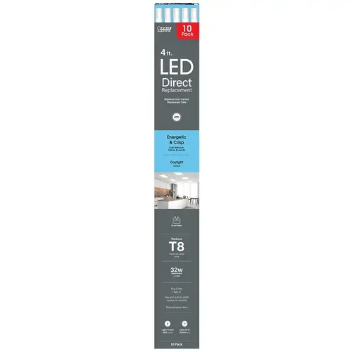 Feit Electric T848/850/LED/10 TUBE LT LED T8 DL 5K 18W 4FT - pack of 10