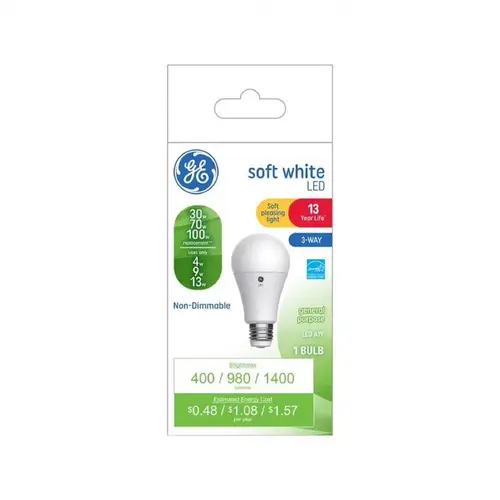 GE 3006111 LED Bulb A19 E26 (Medium) Soft White 100 Watt Equivalence Frosted