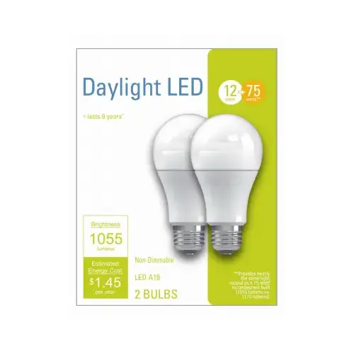 GE Lighting 32591 LED Light Bulbs, A21, Daylight, 1055 Lumens, 12-Watts Pair