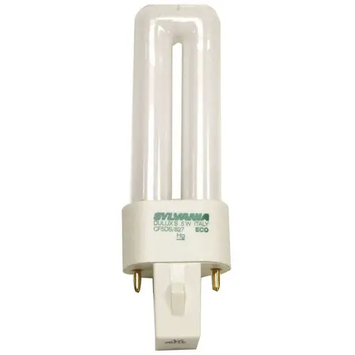 OSRAM SYLVANIA 21279 SYLVANIA DULUX S PREHEAT ECOLOGIC SINGLE TUBE COMPACT FLUORESCENT LAMP, T4, 5 WATTS, 2700K, 82 CRI, G23 BASE White