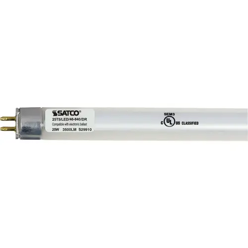 Satco S29910-XCP10 54W Equivalent 48 In. Cool White T5 Bi-Pin Direct Replacement LED Tube Light Bulb - pack of 10