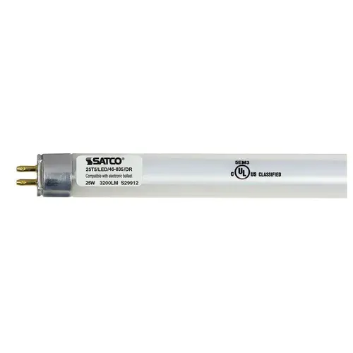 Satco S29912 SATCO 48" LED T5 Linear Bulb, Type A Ballast, G5, 3500k, 25 Watts, Case Of 10
