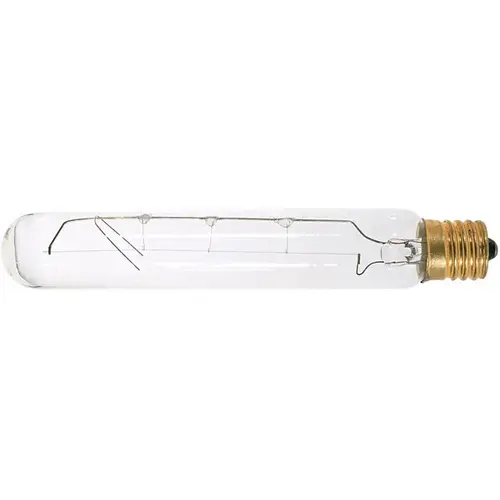 Satco S3222 Incandescent Tube Light Bulb 25-Watt 5-3/8" T6.5 E17 Clear