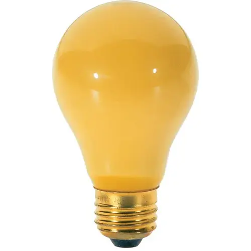 Satco S3939 Chase-A-Bug Incandescent Light Bulb 100-Watt A19 E26 Yellow pack of 2