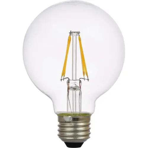 Sylvania 40764 LED Bulb, Globe, G25 Lamp, 40 W Equivalent, E26 Lamp Base, Dimmable, Clear, Soft White Light - pack of 2