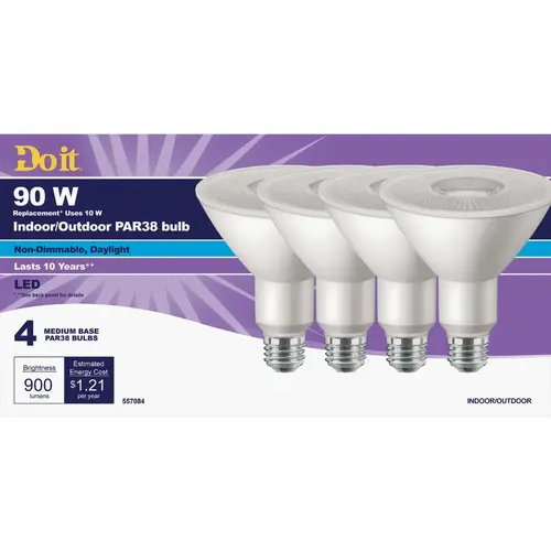 Do it 362012 90W Equivalent Daylight PAR38 Medium LED Floodlight Light Bulb, Title 20 - pack of 4