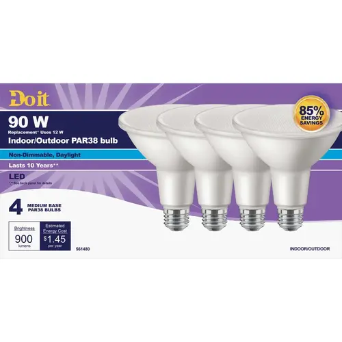 Do it 362020 90W Equivalent Daylight PAR38 Medium LED Floodlight Light Bulb - pack of 4