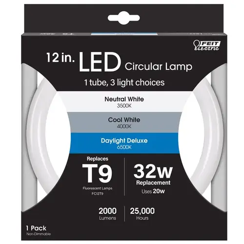 Feit Electric FC12/3CCT/LED-XCP12 LED Tube Light T9 4-Pin Color Changing 32 Watt Equivalence White - pack of 12
