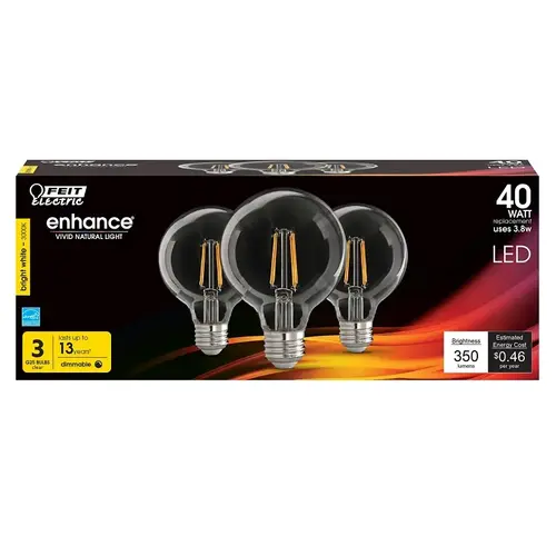 Feit Electric G2540/930CA/FIL/3 BULB LT LED FIL CLR BW 3K 40W - pack of 3