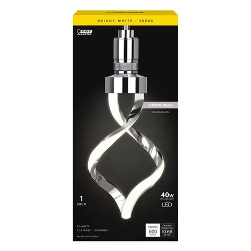 Feit SPIRAL930CACHRM LED Bulb Spiral E26 (Medium) Bright White 60 Watt Equivalence Polished Chrome