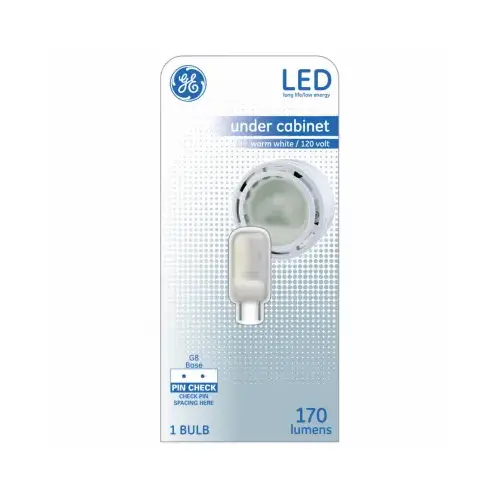 GE Lighting 13906 LED Light Bulb, T4, Warm White, Frosted, Non-Dimmable, 170 Lumens, 2.5-Watts