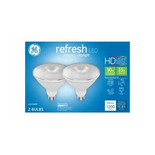 GE Lighting 45272 LED Light Bulbs, Par38, Diffused Daylight, 1200 Lumens, 15-Watts Pair
