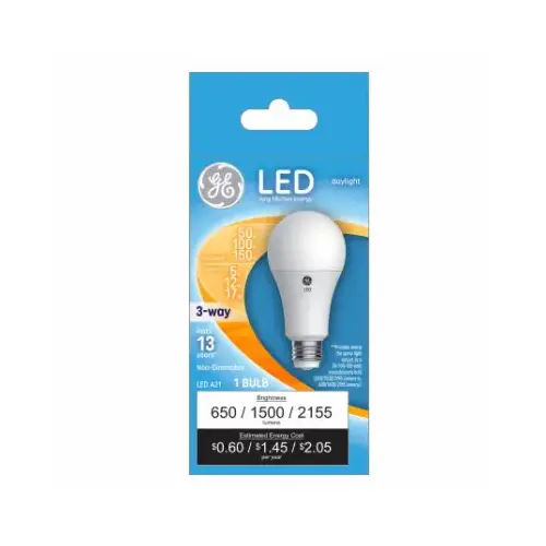 GE Lighting 93129882 LED 3-Way Light Bulb, Daylight, 5/13/19-Watts