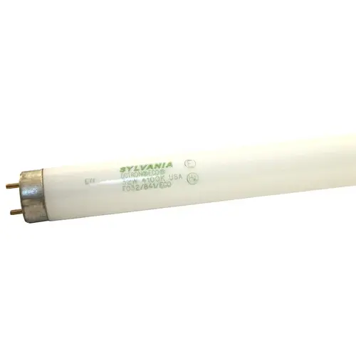 Sylvania 21781 Fluorescent Bulb, 32 W, T8 Lamp, Medium G13 Lamp Base, 2750 Lumens, 4100 K Color Temp, Cool White Light