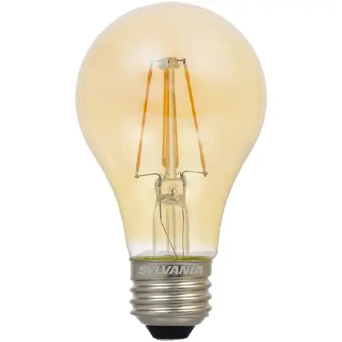 Sylvania 75349 Ultra LED Bulb, Decorative, A19 Lamp, 60 W Equivalent, E26 Lamp Base, Dimmable, Amber, 2200 K Color Temp